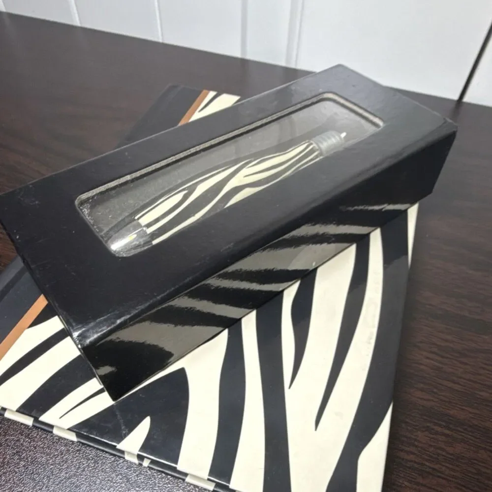 in the wild Zebra Print Blank Journal & Ballpoint Pen, Cardboard Cover